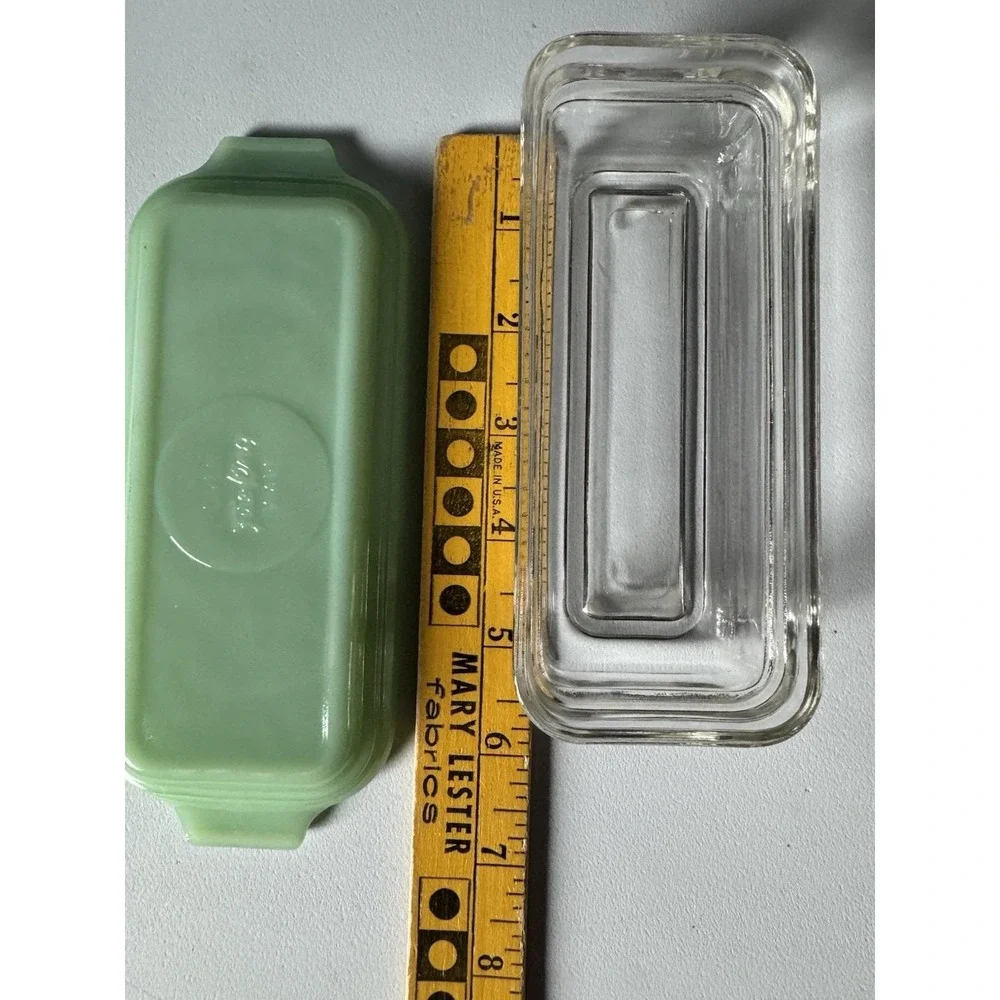 Fire King Jade 1/4 Lb Butter Dish with Lid Made In USA Vintage Oven Ware